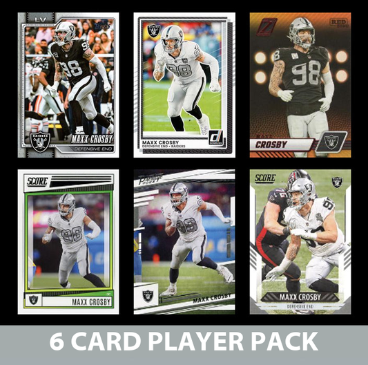 Maxx Crosby 6 Card Player Pack 2023 2024 2025 Donruss Panini Score Las Vegas Raiders