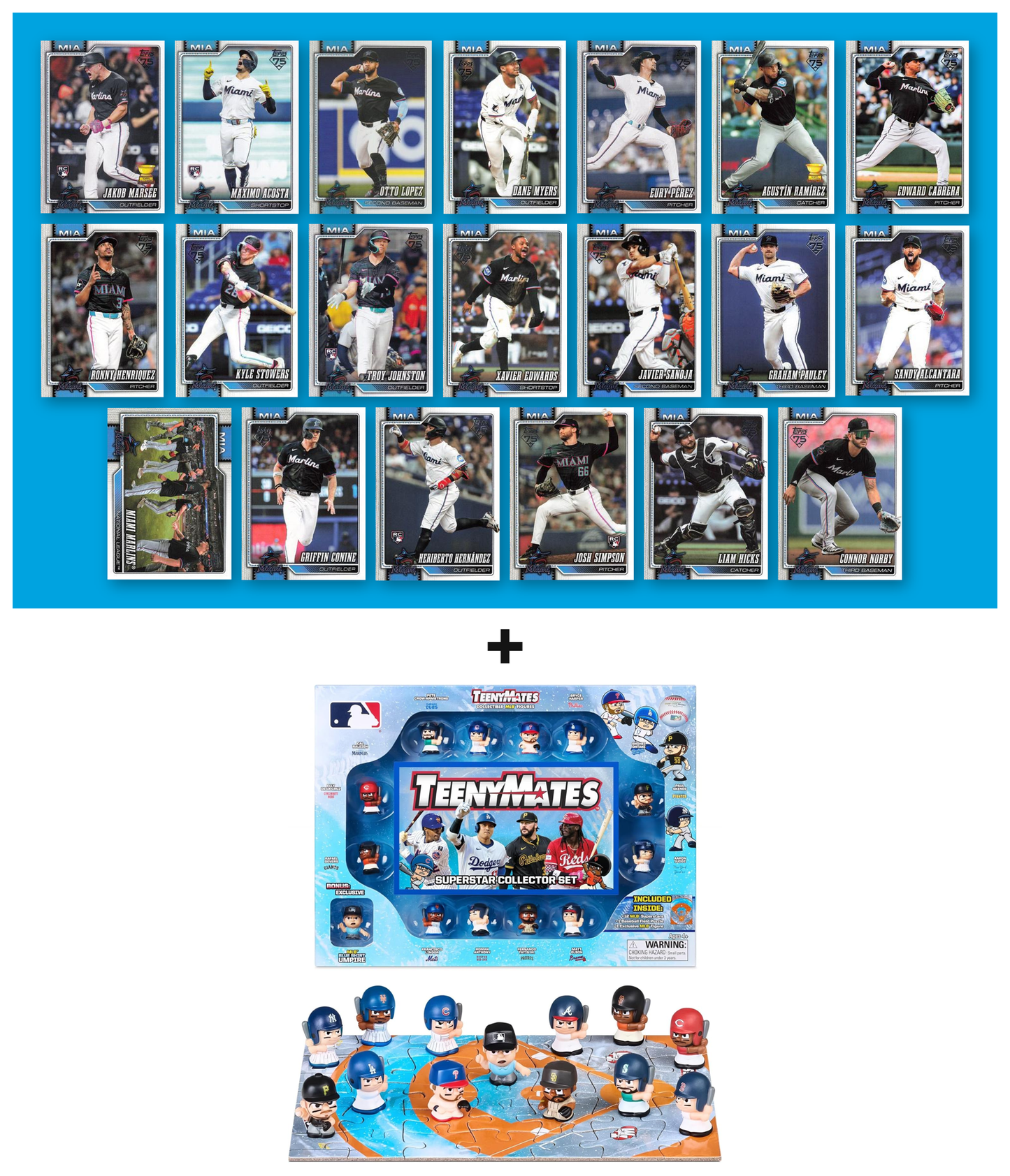 MLB TeenyMates Figures Gift Set + 2026 Topps Series 1 & 2 Team Set of Your Choice Judge Ohtani Skenes