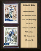 Michael Irvin Dallas Cowboys Hall of Fame Stats Plaque 8x10 2 Cards Prizm, Donruss, Score 2024 2025 2026