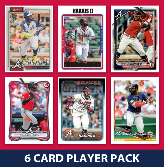 Michael Harris II 6 Card Player Pack 2026 2025 2024 Topps Bowman Atlanta Braves