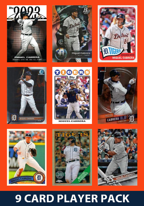 Miguel Cabrera Detroit Tigers 9 Card Legend Pack 2025 2024 2023 Topps Bowman plaque