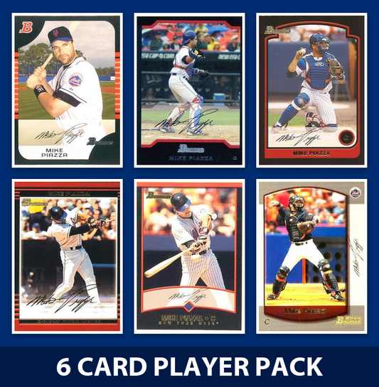 Mike Piazza 6 Card Legend Pack 2005 2004 2003 Bowman New York Mets
