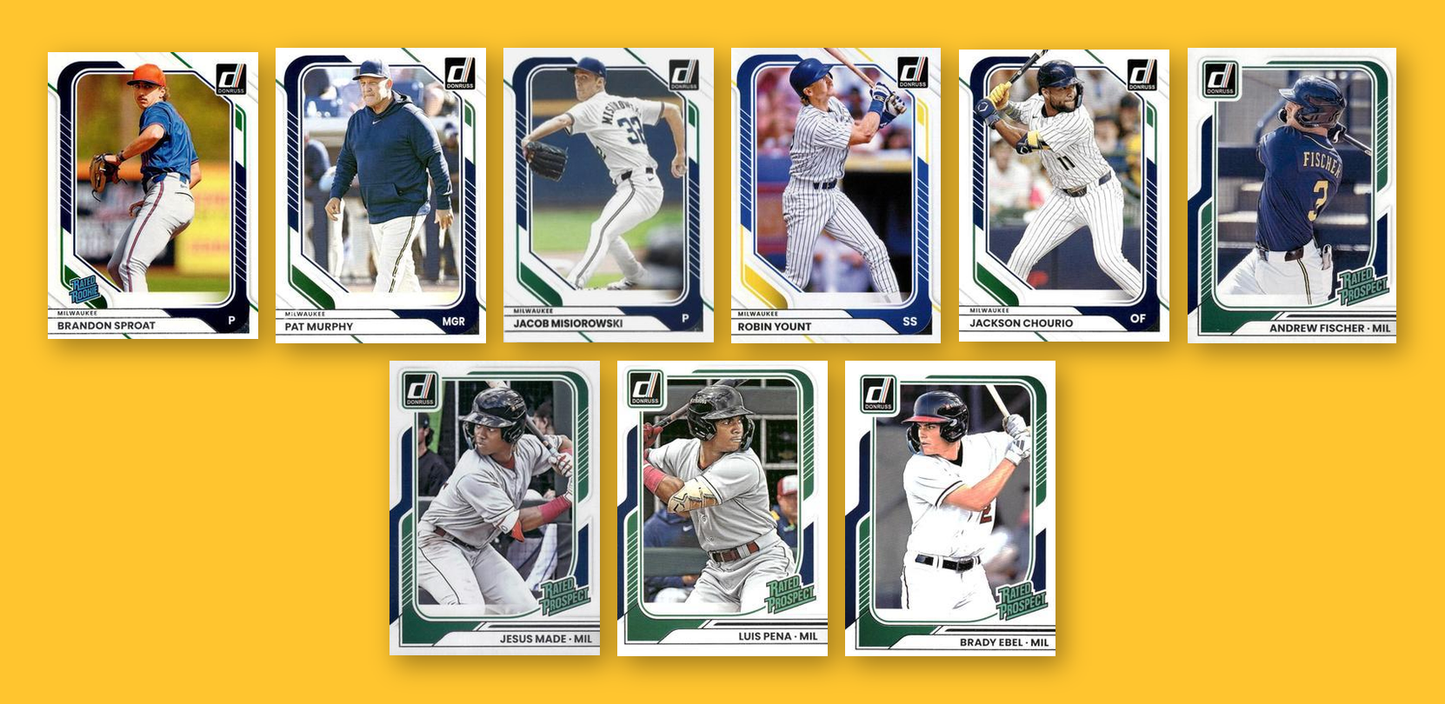2026 Donruss Baseball Team Set 9 Cards Milwaukee Brewers Chourio Made