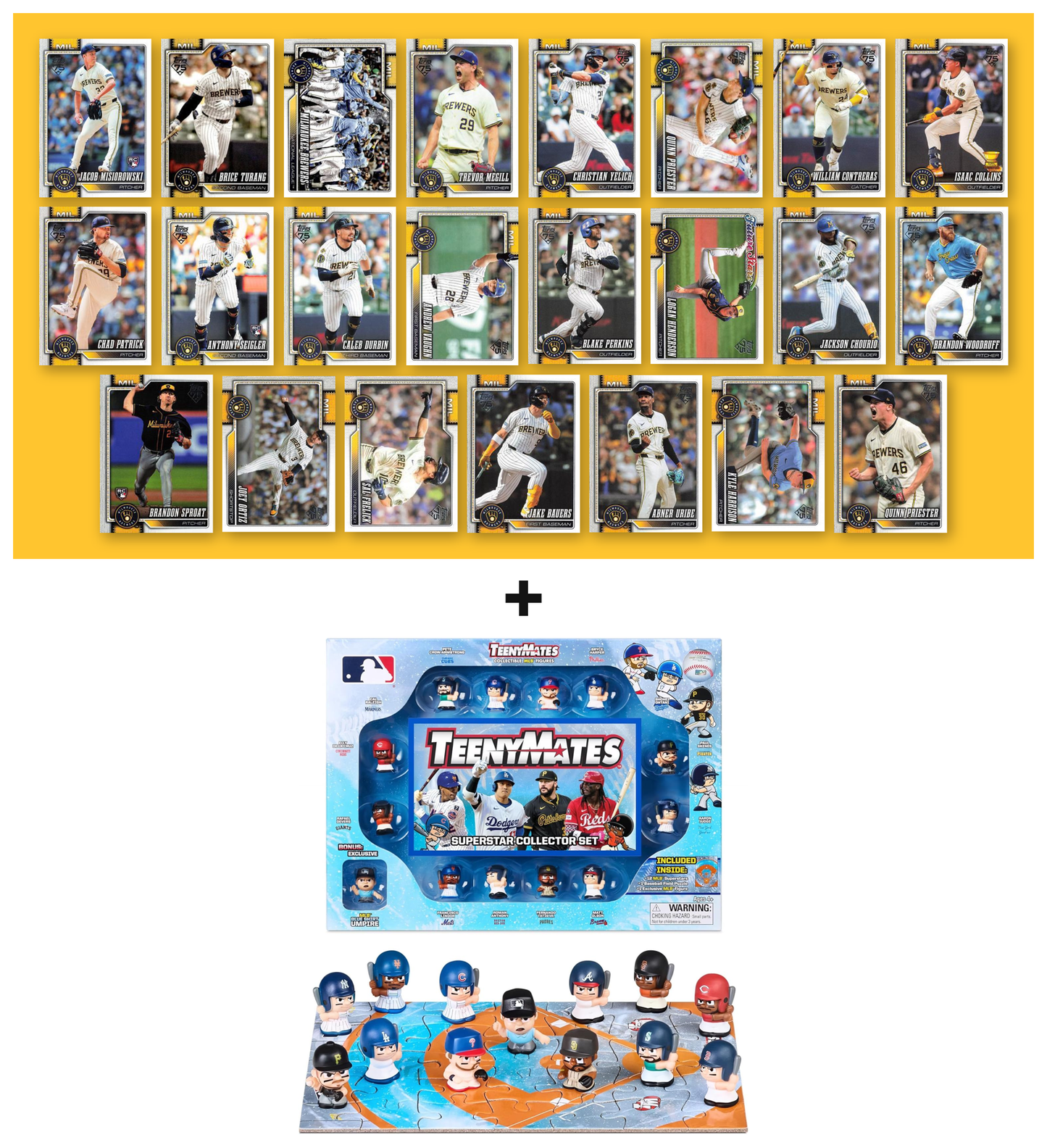 MLB TeenyMates Figures Gift Set + 2026 Topps Series 1 & 2 Team Set of Your Choice Judge Ohtani Skenes