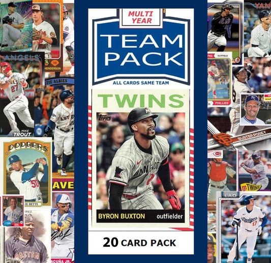 20 Card Multiyear Team Pack Minnesota Twins Byron Buxton 2024 2023 2025 Topps Stadium Club Archives Chrome Heritage Bowman