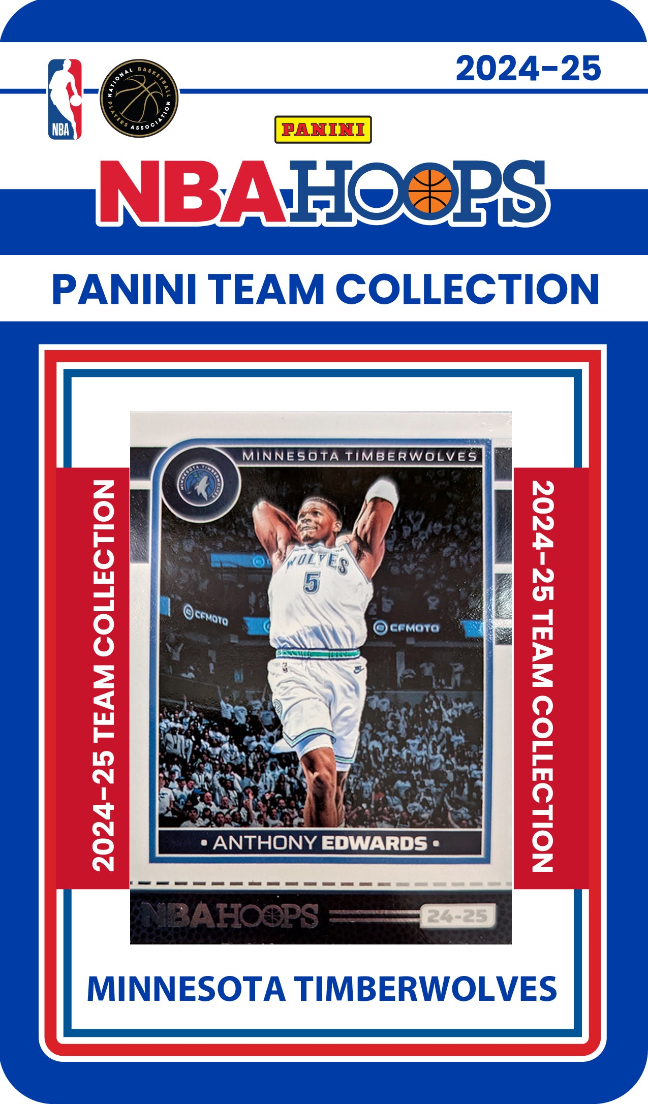 Minnesota Timberwolves Multiyear Pack 20 Cards KG + 2024-25 HOOPS Team Set Anthony Edwards plaque