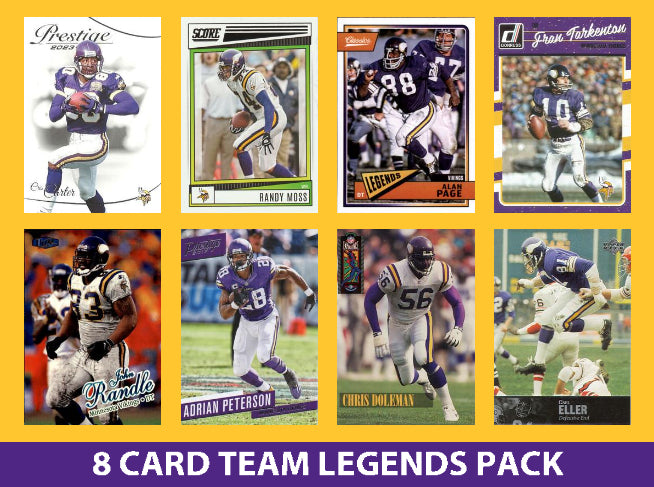Minnesota Vikings 8 Card Legends Pack Donruss Topps Panini Randy Moss plaque