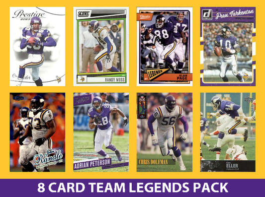 Minnesota Vikings 8 Card Legends Pack Donruss Topps Panini Randy Moss plaque