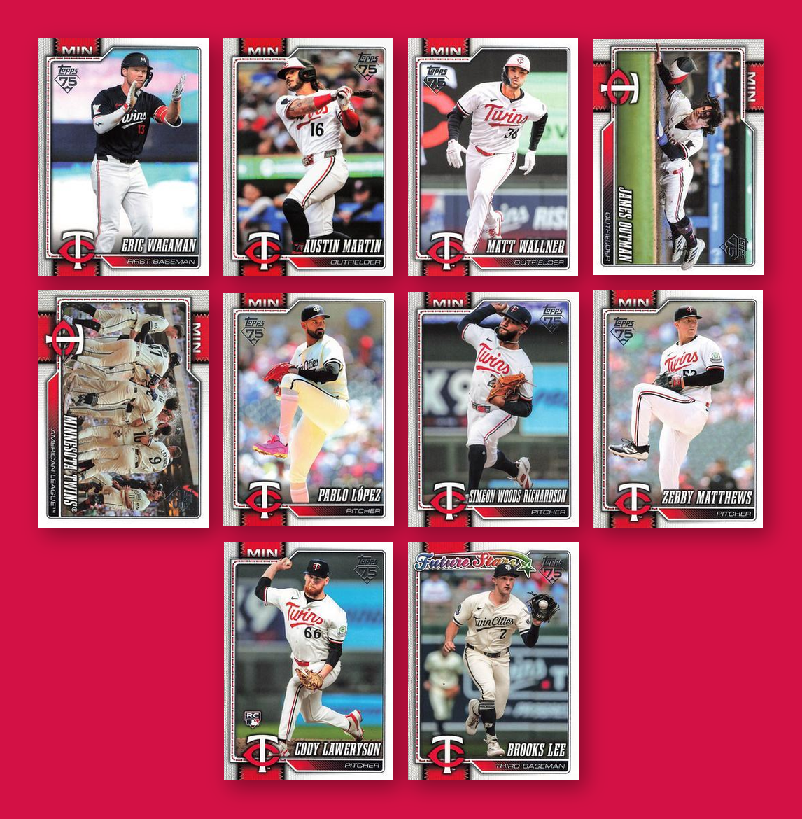 2026 Topps Series 1 & 2 Baseball Team Set 20 Cards Minnesota Twins Buxton Lewis