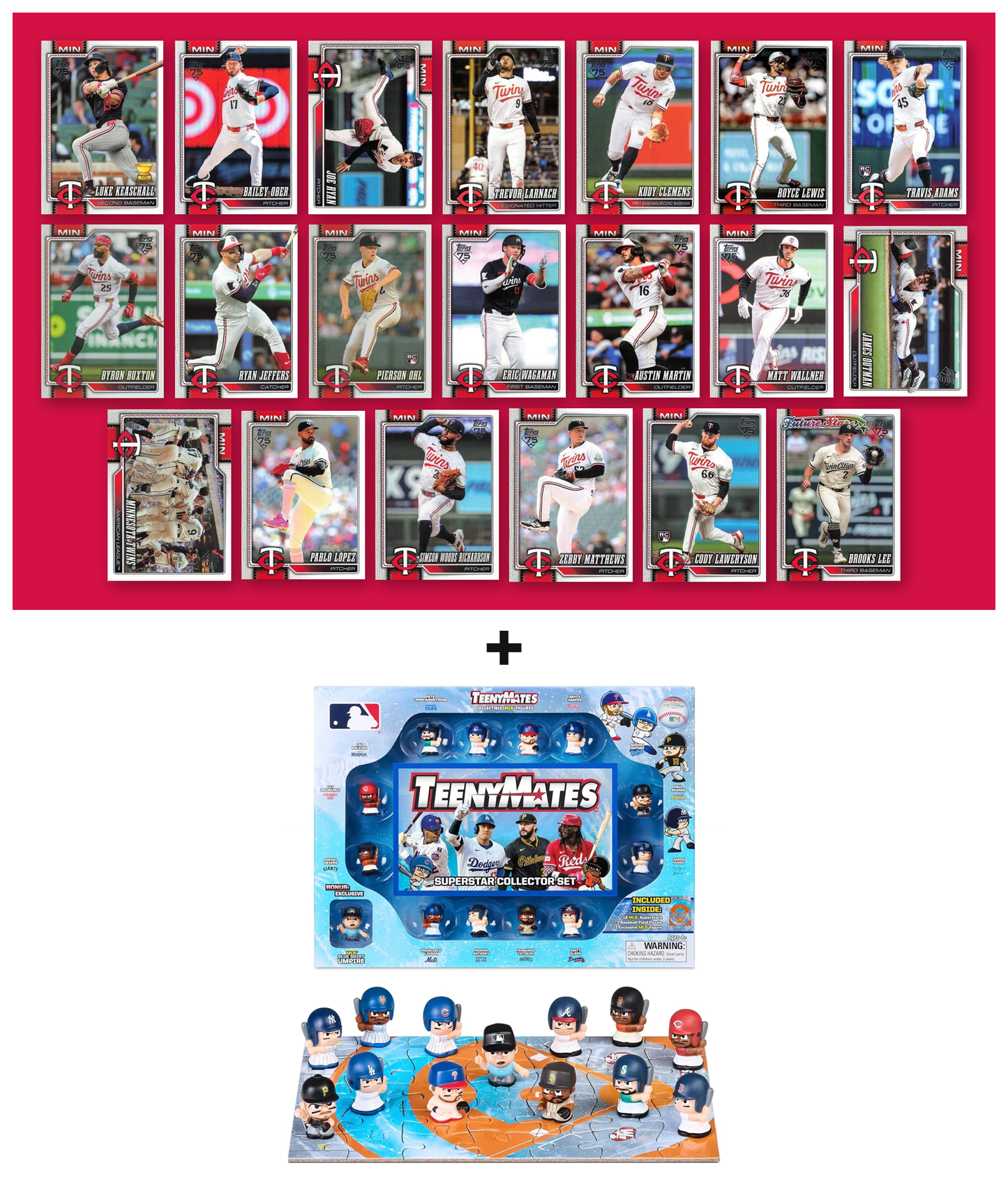 MLB TeenyMates Figures Gift Set + 2026 Topps Series 1 & 2 Team Set of Your Choice Judge Ohtani Skenes