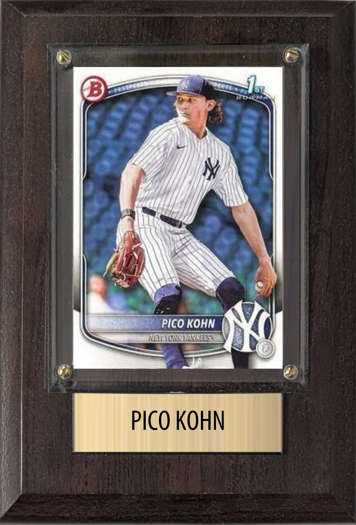 Pico Kohn New York Yankees Fan Gift Plaque 4x6 1 Card Topps, Bowman 2024 2025 2026