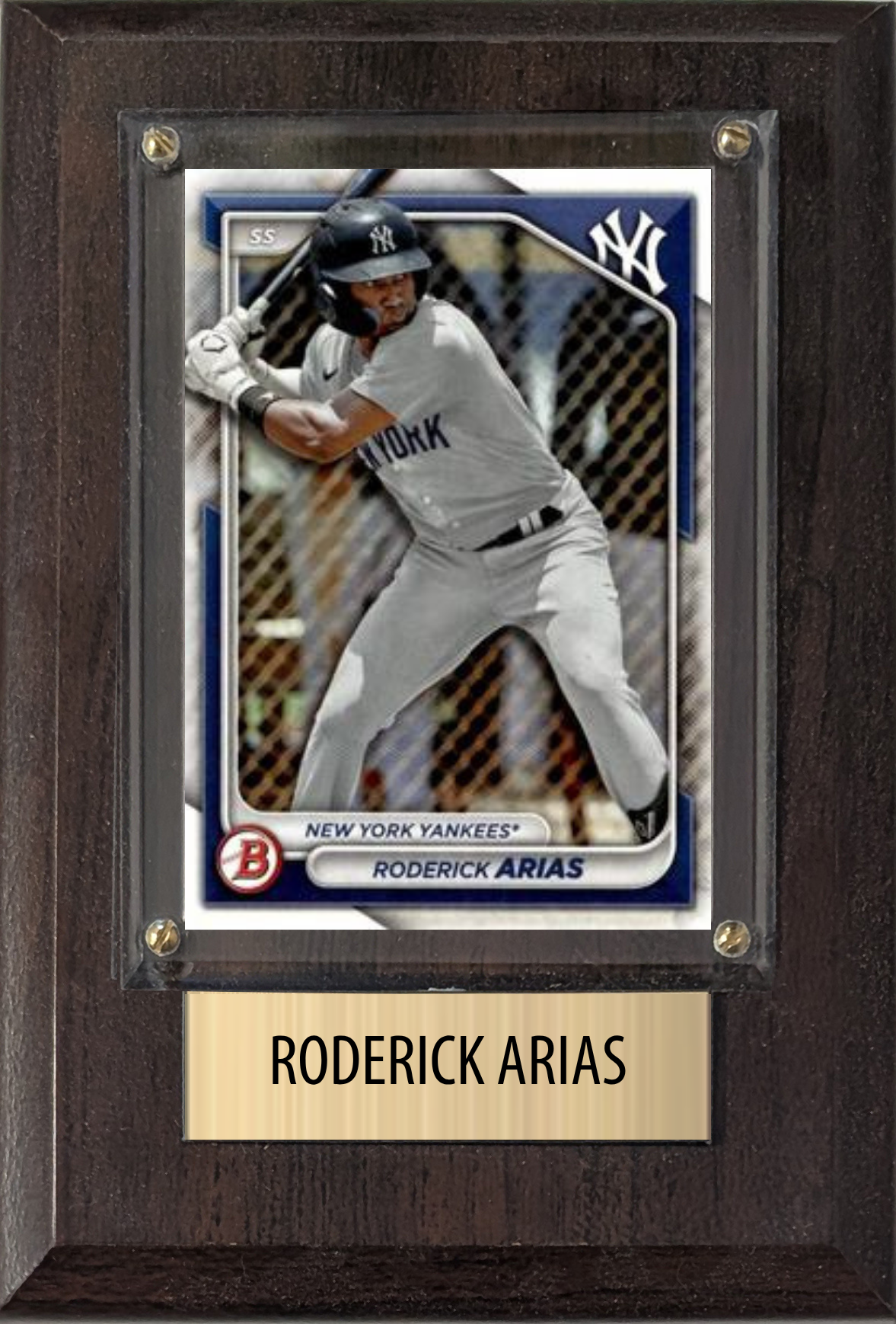 Roderick Arias New York Yankees Fan Gift Plaque 4x6 1 Card Topps, Bowman 2024 2025 2026