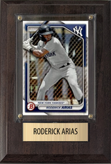 Roderick Arias New York Yankees Fan Gift Plaque 4x6 1 Card Topps, Bowman 2024 2025 2026