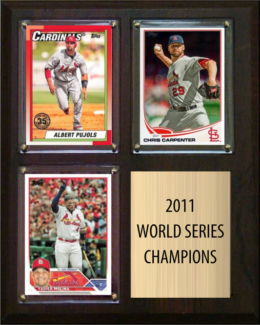 St. Louis Cardinals 2011 World Series Champions Fan Gift Plaque 8x10 3 Cards