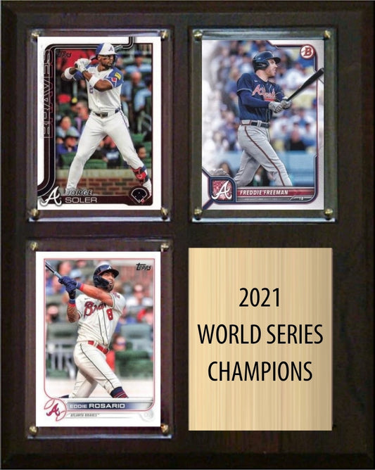 Atlanta Braves 2021 World Series Champions Fan Gift Plaque 8x10 3 Cards plaque