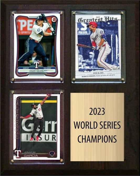 Texas Rangers 2023 World Series Champions Fan Gift Plaque 8x10 3 Cards plaque