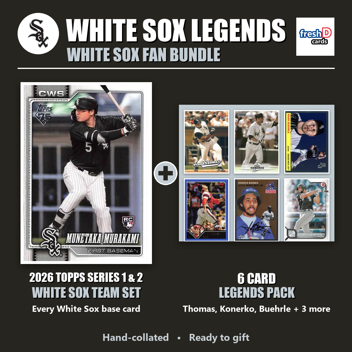 Chicago White Sox Legends Baseball Fan Bundle - 2026 Topps Series 1 & 2 Team Set + 6 Card Legends Pack