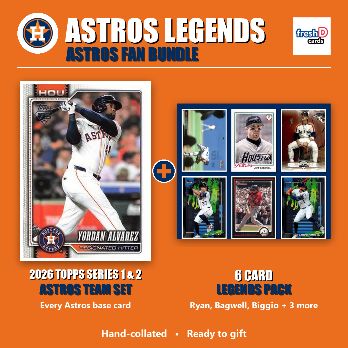 Houston Astros Legends Baseball Fan Bundle - 2026 Topps Series 1 & 2 Team Set + 6 Card Legends Pack