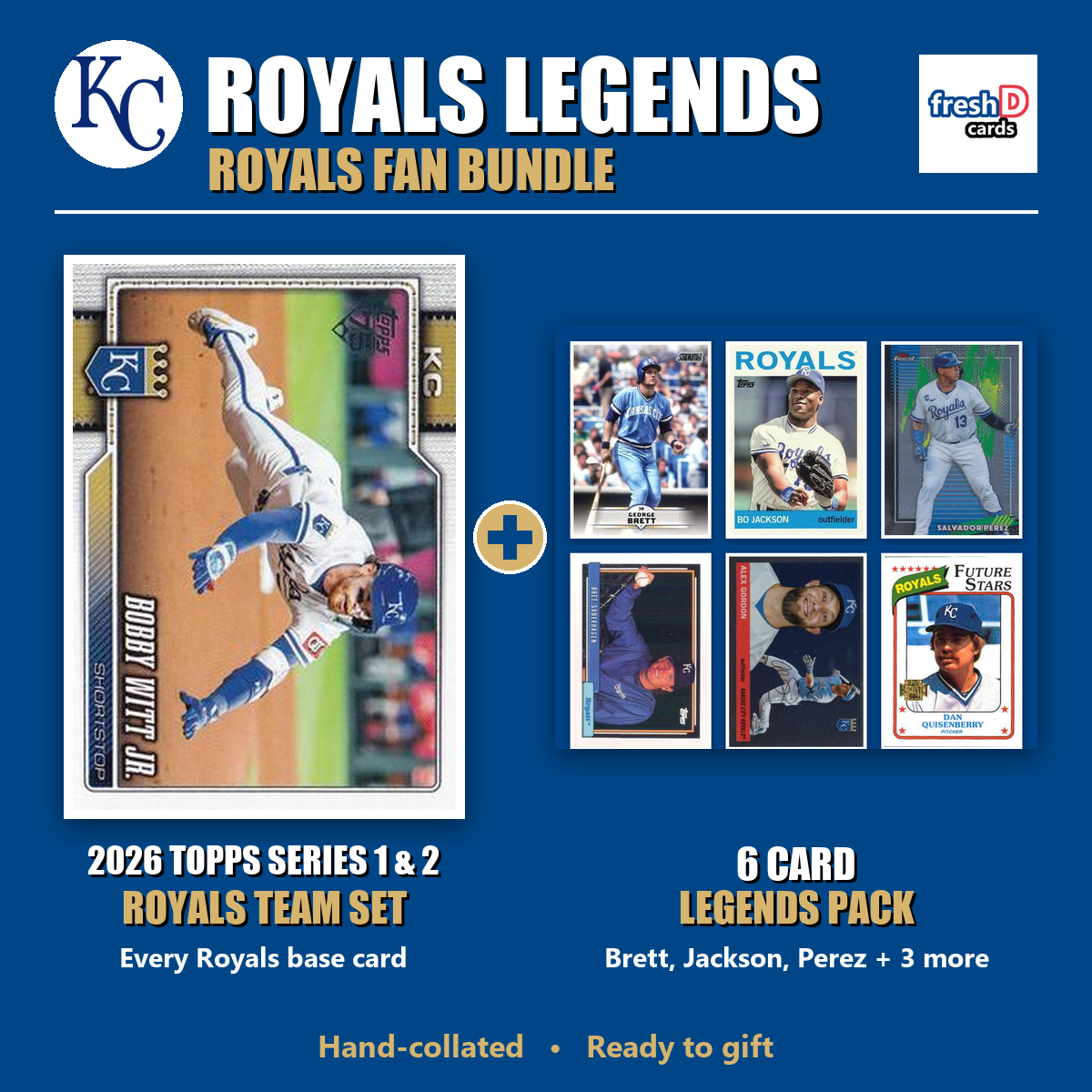 Kansas City Royals Legends Baseball Fan Bundle - 2026 Topps Series 1 & 2 Team Set + 6 Card Legends Pack