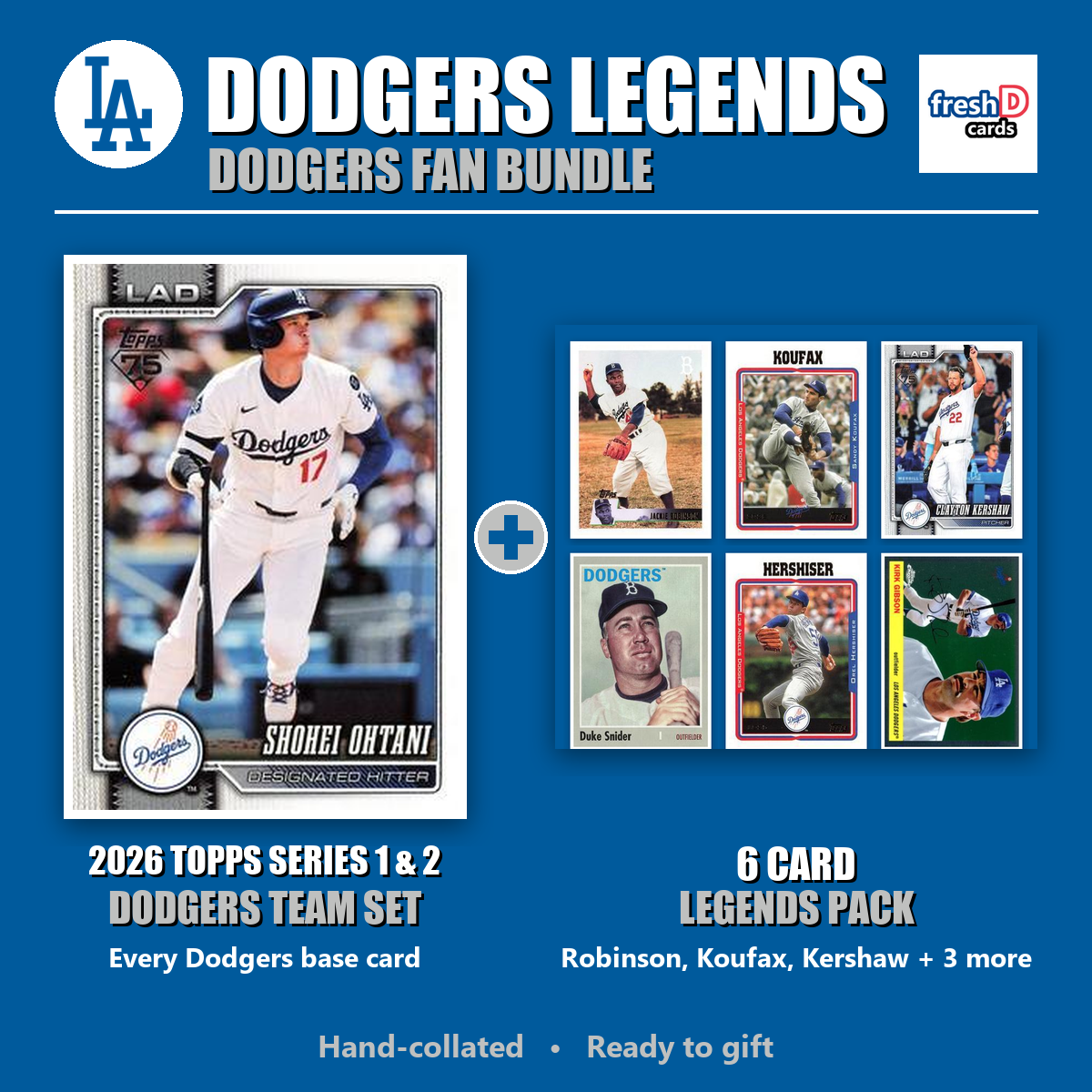Los Angeles Dodgers Legends Baseball Fan Bundle - 2026 Topps Series 1 & 2 Team Set + 6 Card Legends Pack