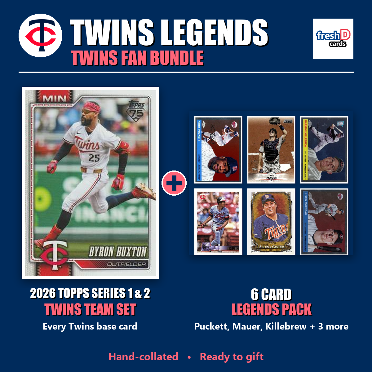 Minnesota Twins Legends Baseball Fan Bundle - 2026 Topps Series 1 & 2 Team Set + 6 Card Legends Pack