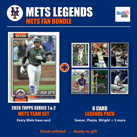 New York Mets Legends Baseball Fan Bundle - 2026 Topps Series 1 & 2 Team Set + 6 Card Legends Pack