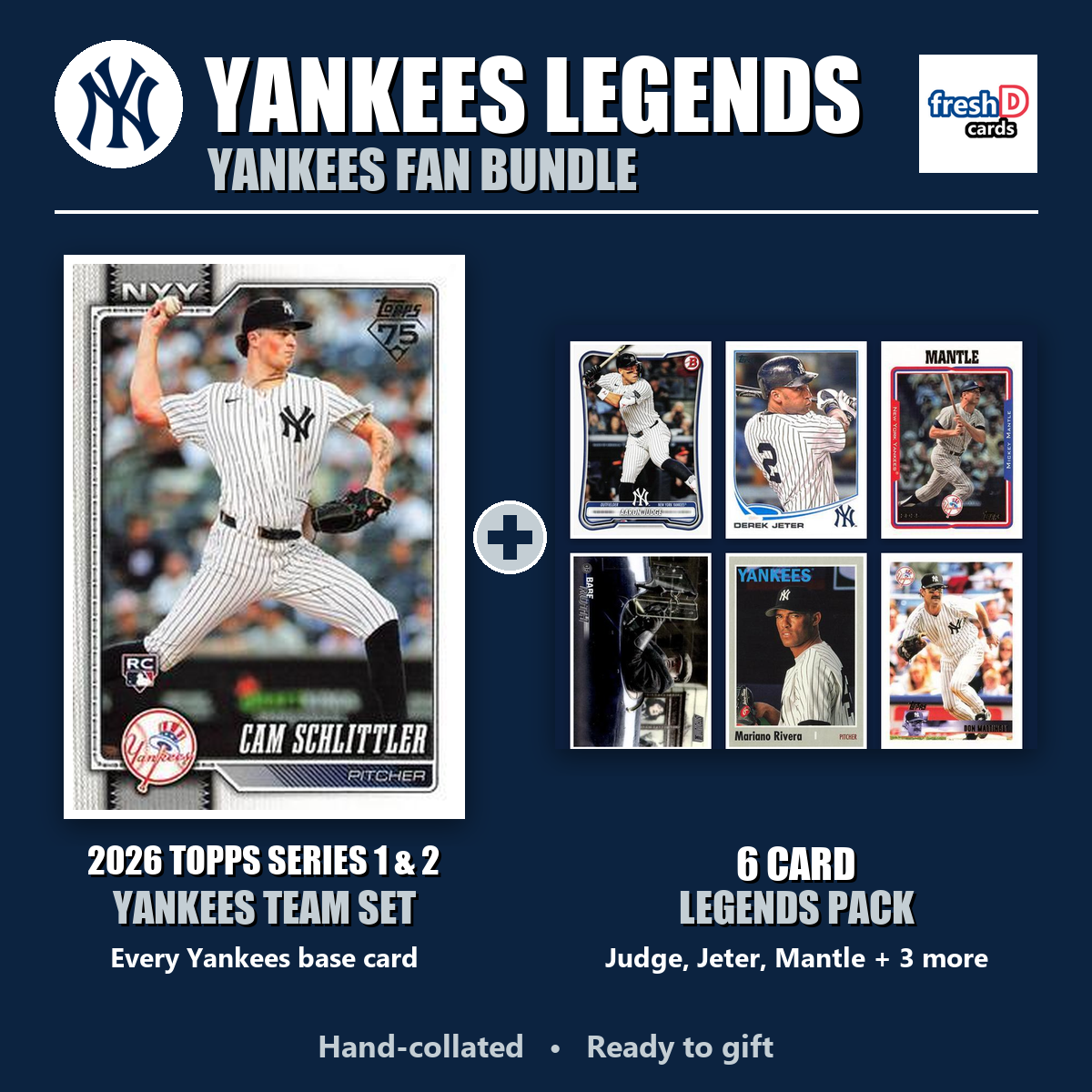 New York Yankees Legends Baseball Fan Bundle - 2026 Topps Series 1 & 2 Team Set + 6 Card Legends Pack