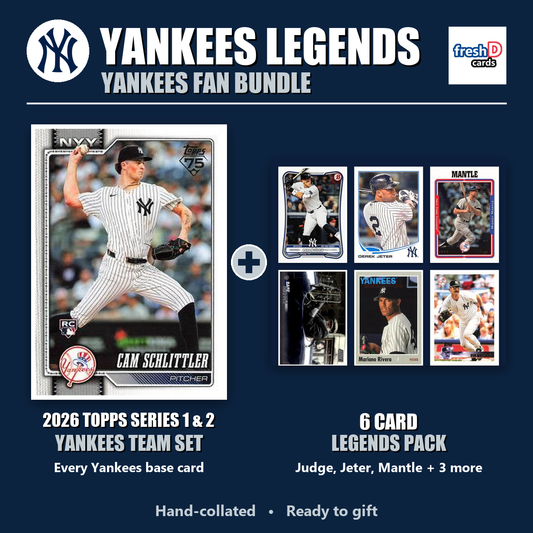 New York Yankees Legends Baseball Fan Bundle - 2026 Topps Series 1 & 2 Team Set + 6 Card Legends Pack