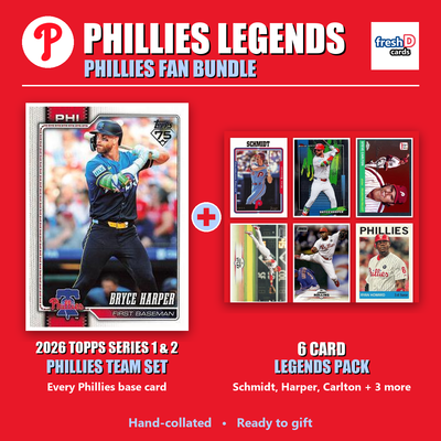 Philadelphia Phillies Legends Baseball Fan Bundle - 2026 Topps Series 1 & 2 Team Set + 6 Card Legends Pack