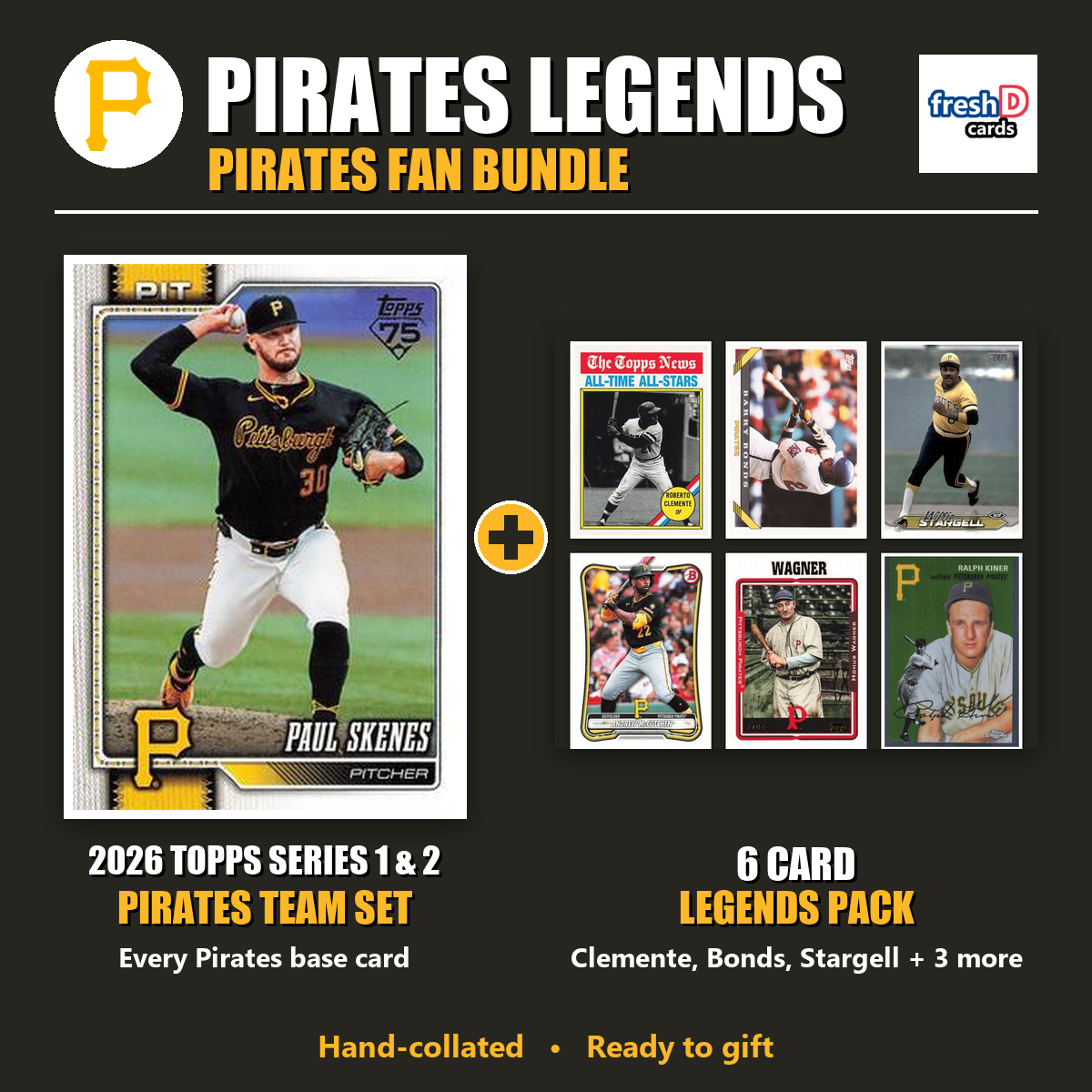 Pittsburgh Pirates Legends Baseball Fan Bundle - 2026 Topps Series 1 & 2 Team Set + 6 Card Legends Pack