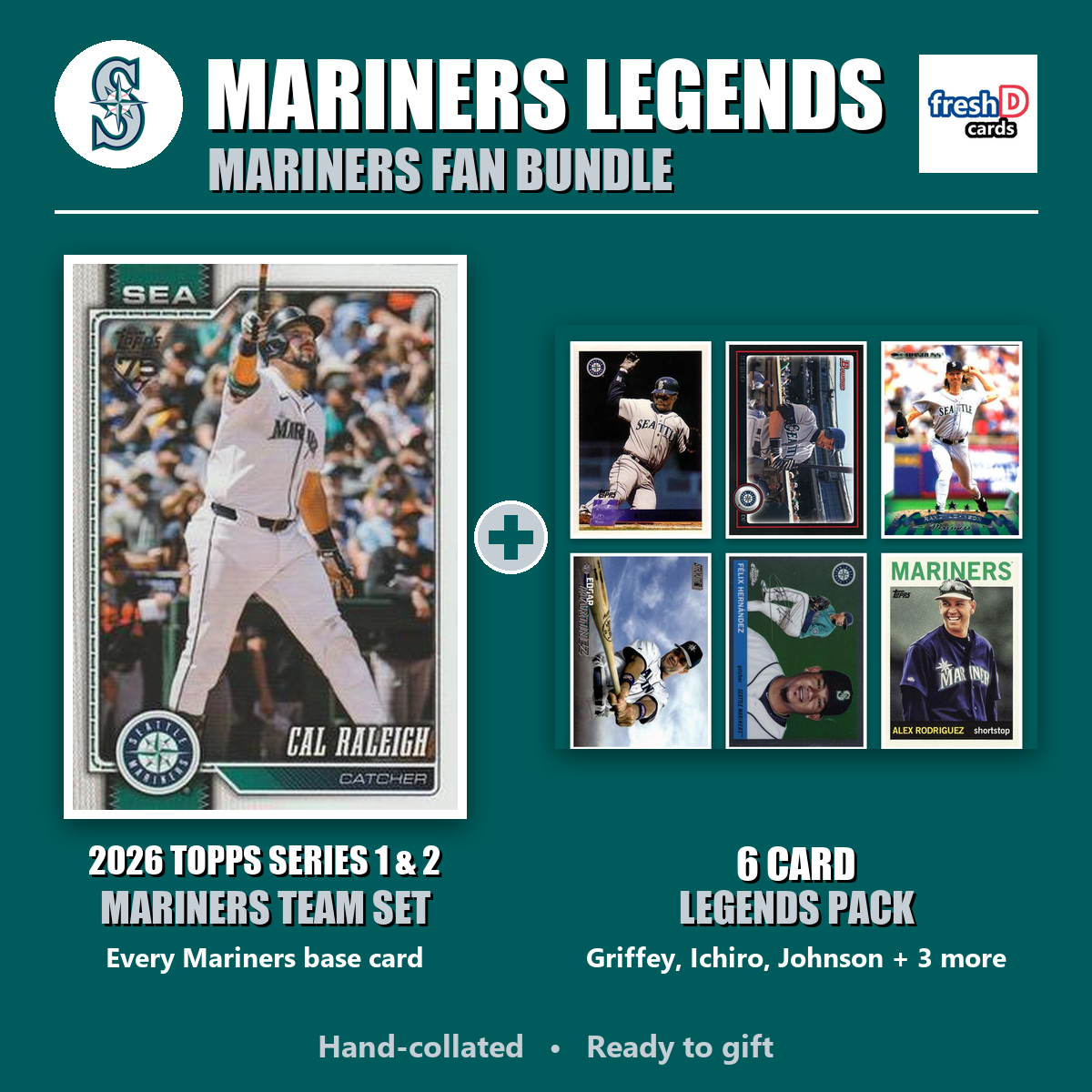 Seattle Mariners Legends Baseball Fan Bundle - 2026 Topps Series 1 & 2 Team Set + 6 Card Legends Pack