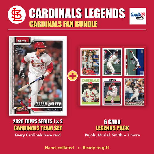 St. Louis Cardinals Legends Baseball Fan Bundle - 2026 Topps Series 1 & 2 Team Set + 6 Card Legends Pack