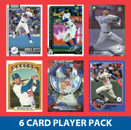 Mookie Betts LA Dodgers 6 Card Player Pack 2025 2024 Topps Bowman
