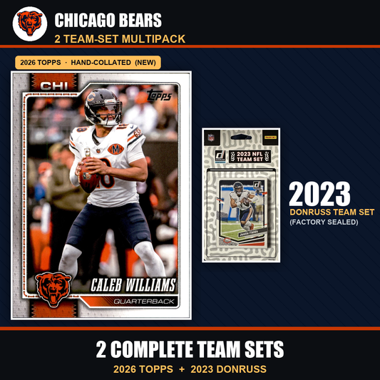 Chicago Bears Football Team Set Multipack - 2026 Topps + 2023 Donruss - 2 Complete Team Sets - Caleb Williams