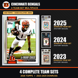 Cincinnati Bengals Football Team Set Multipack - 2026 Topps + 2025 2024 2023 Donruss - 4 Complete Team Sets - Joe Burrow