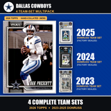 Dallas Cowboys Football Team Set Multipack - 2026 Topps + 2025 2024 2023 Donruss - 4 Complete Team Sets - Dak Prescott