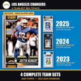 Los Angeles Chargers Football Team Set Multipack - 2026 Topps + 2025 2024 2023 Donruss - 4 Complete Team Sets - Justin Herbert