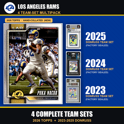 Los Angeles Rams Football Team Set Multipack - 2026 Topps + 2025 2024 2023 Donruss - 4 Complete Team Sets - Puka Nacua