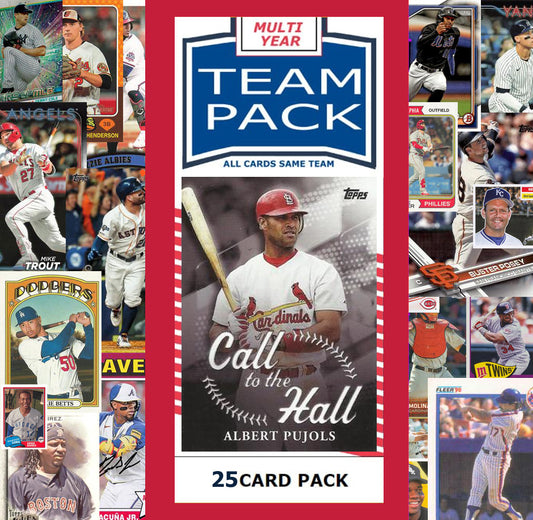 25 Card Multiyear Team Pack St Louis Cardinals 2024 2023 2025 Albert Pujols Topps Stadium Club Archives Chrome Heritage Bowman