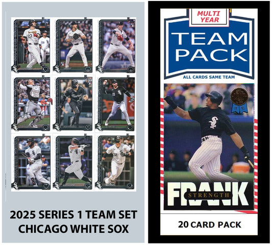 Multiyear Baseball Team Pack 20 Card Pack White Sox + 2025 Topps Series 1 Team Set Luis Robert Brooks Baldwin plaque