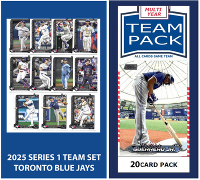 Multiyear - Toronto Blue Jays 20 Card Team Pack 2024 2023 2022 + 2025 Topps Series 1  Toronto Blue Jays - 11 Cards - Baseball Card Team Set Vladimir Guerrero Jr. George Springer Gausman Orelvis Martinez RC plaque