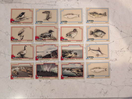 Parkhurst retro Canadian Birds Fish and Provinces starter set - 16 cards