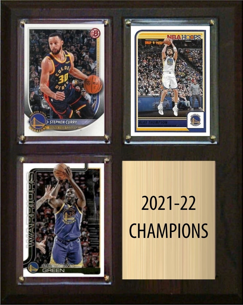 Golden State Warriors 2021-22 NBA Champions Fan Gift Plaque 8x10 3 Cards plaque
