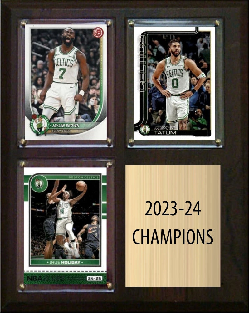 Boston Celtics 2023-24 NBA Champions Fan Gift Plaque 8x10 3 Cards plaque