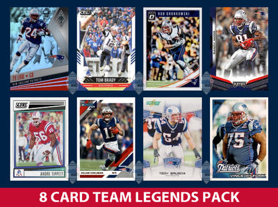 New England Patriots 8 Card Legends Pack Donruss Topps Panini Tom Brady Gronk plaque