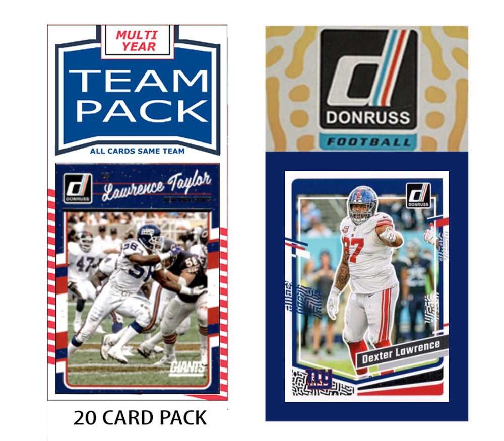 New York Giants 2025 2024 2023 Team Pack 20 Cards Lawrence Taylor + 2023 Donruss Team Set plaque