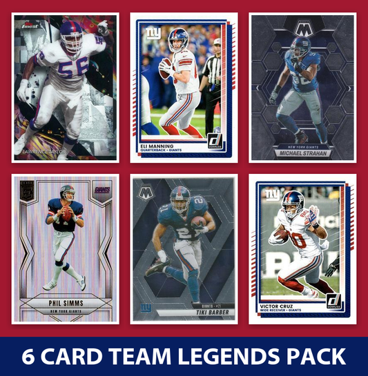 New York Giants 6 Card Legends Pack Donruss Topps Panini LT Eli Manning Strahan