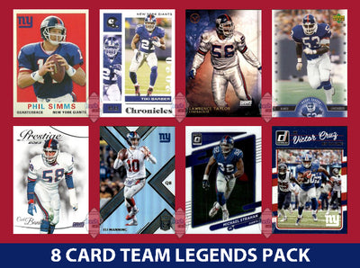 New York Giants 8 Card Legends Pack Donruss Topps Panini LT Eli Manning Strahan plaque