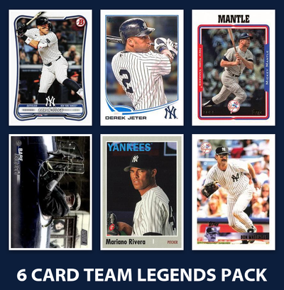 New York Yankees 6 Card Legends Pack Topps Bowman Jeter Mantle Aaron Judge