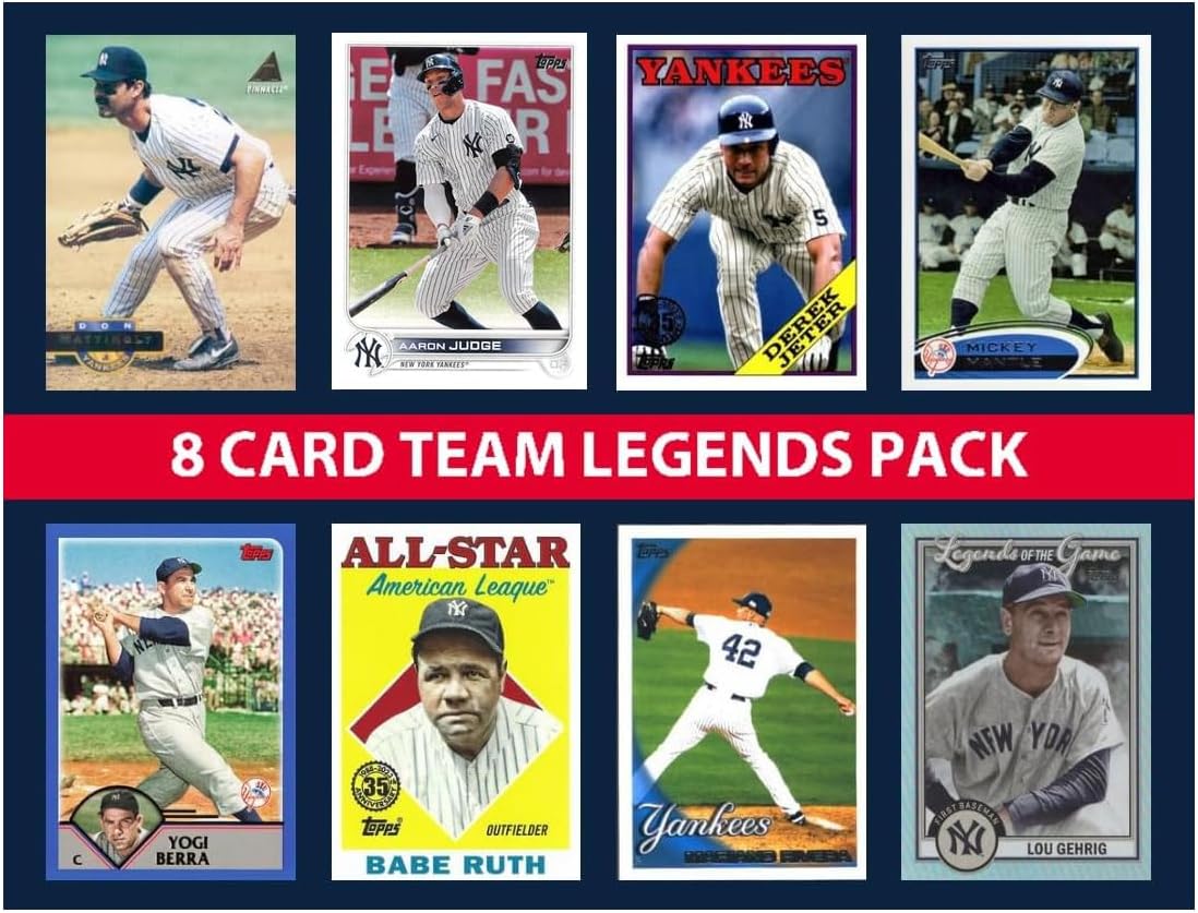 New York Yankees 8 Card Legends Pack Topps Bowman Jeter Mantle Aaron Judge plaque